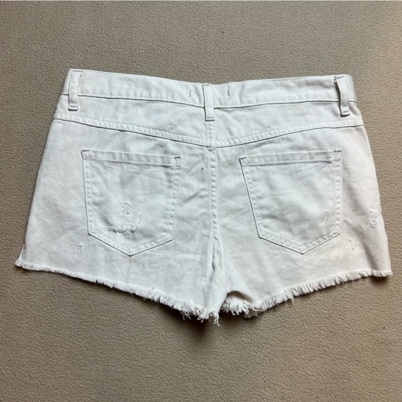 Free People Shorts Womens 28 Cream Cut Off Denim Button Fly High Rise Fray - Picture 8 of 8